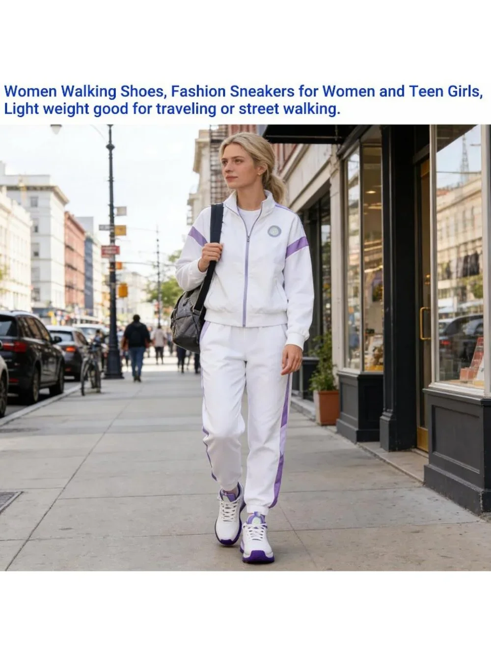 Women's White Purple Mesh Basketball High Upper Volleyball Breathable Sneaker